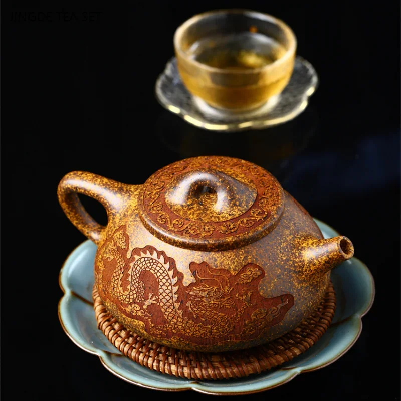 

1PCS 360ml Yixing purple clay stone ladle teapot raw ore high-temperature section mud wood fired teapot Kung Fu tea set
