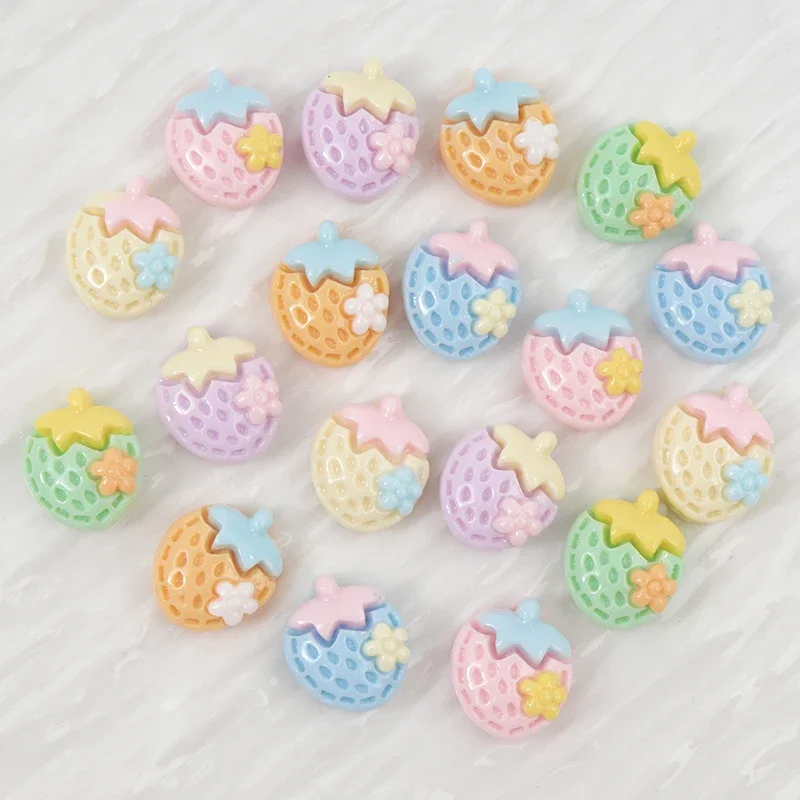30pcs Strawsberry Resin Flat Back Nail Art DIY Resin Craft Cabochons Hairpin Scrapbook handmade Decoration Hairwear Accessories