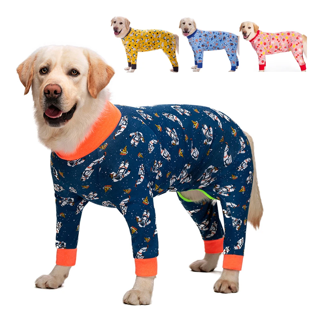 Dog Clothes Pajamas for Medium Large Dogs Soft Pet Recovery Suit Trimmable Full Belly Coverage Lightweight 4-Leg Dog Bodysuit