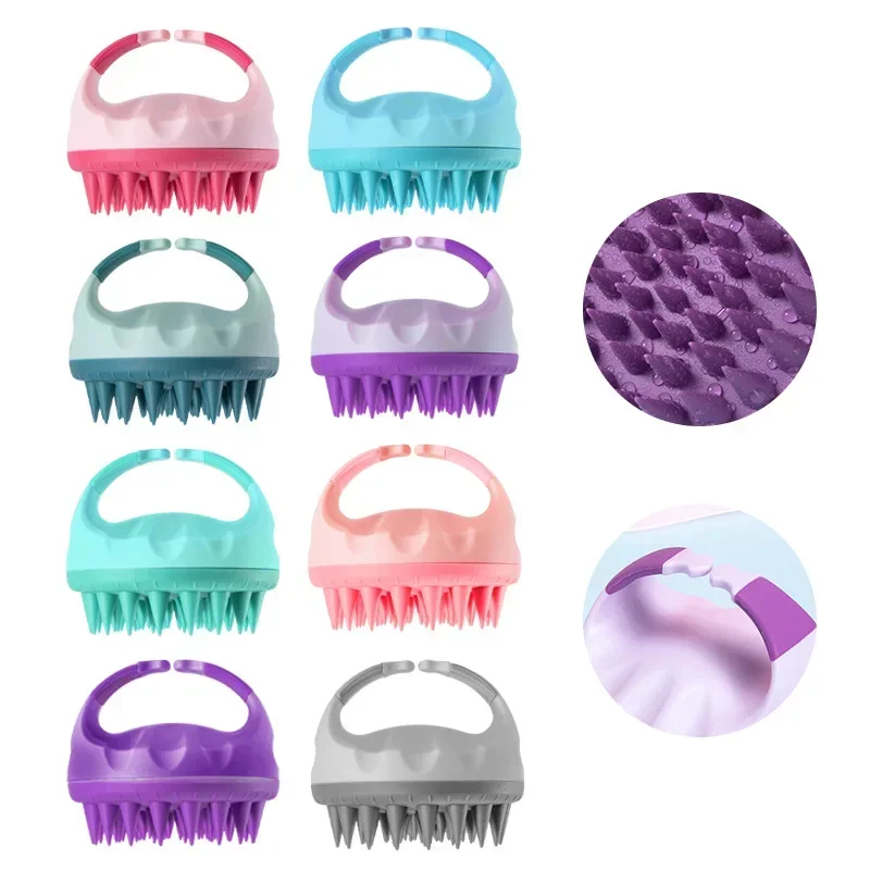 Soft Silicone Shampoo Brush Portable Handheld Round Soft Scalp Massage Brush Bath Massage Brush Hair Shower Brush Comb Hair Care