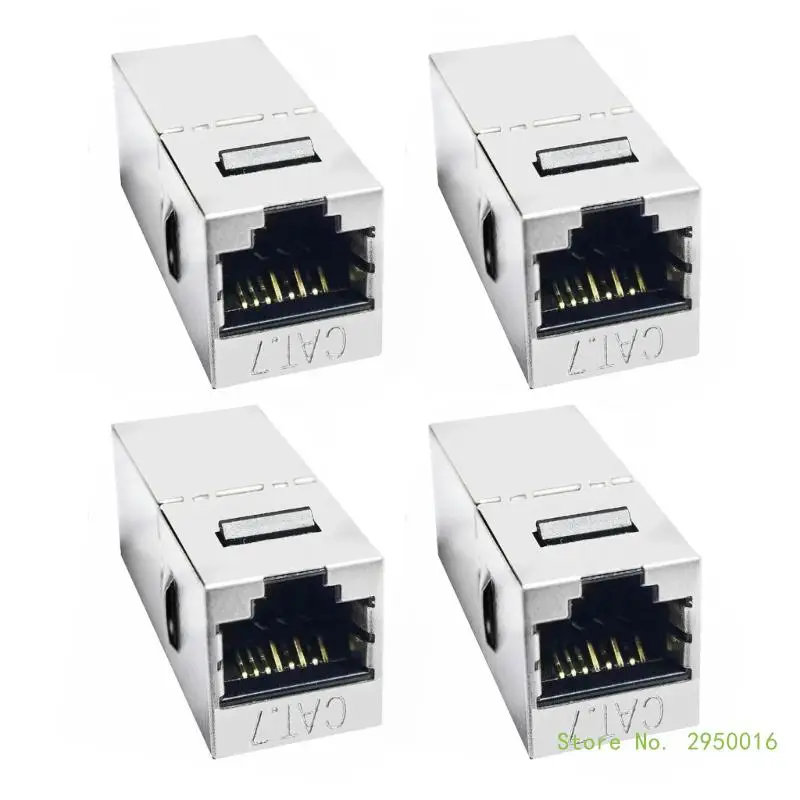 4Pcs RJ45 Cat7 Shielded Inline Coupler 7 Female to Female Keystone 8P8C Cat7 Modular Connector with Keystone