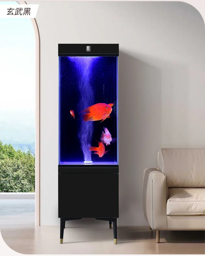 جديد الطابق العمودي سوبر الأبيض الزجاج خزان الأسماك تغيير المياه غرفة المعيشة تعميم أسفل الظهر تصفية قطاع خزانة متكاملة