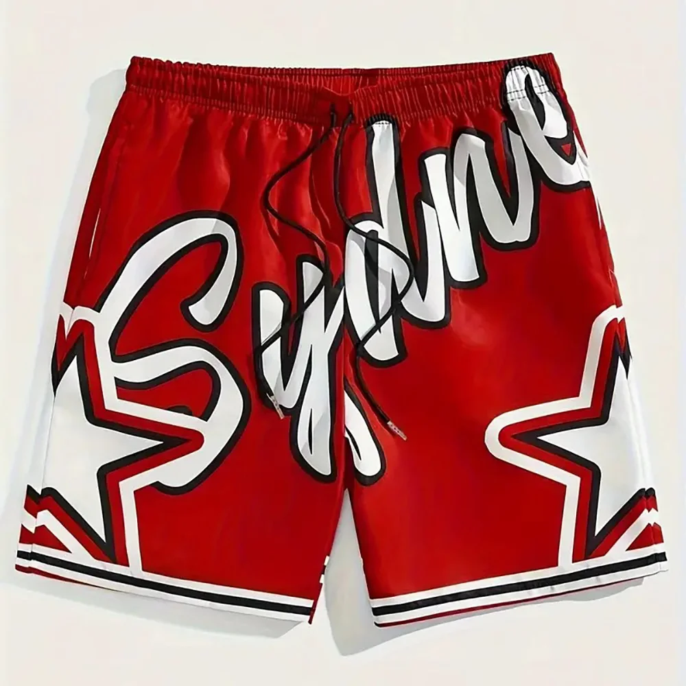 Summer Men Fashion Beach Shorts Children Fashion Letter Print Training Sports Shorts Casual Short Pants Workout Streetwear