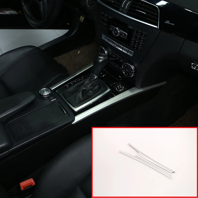 

For Mercedes Benz C Class W204 C180 C200 C260 2007-2013 Car Accessories 2 Pcs Silver Gear Shift Side Decoration Stickers Parts