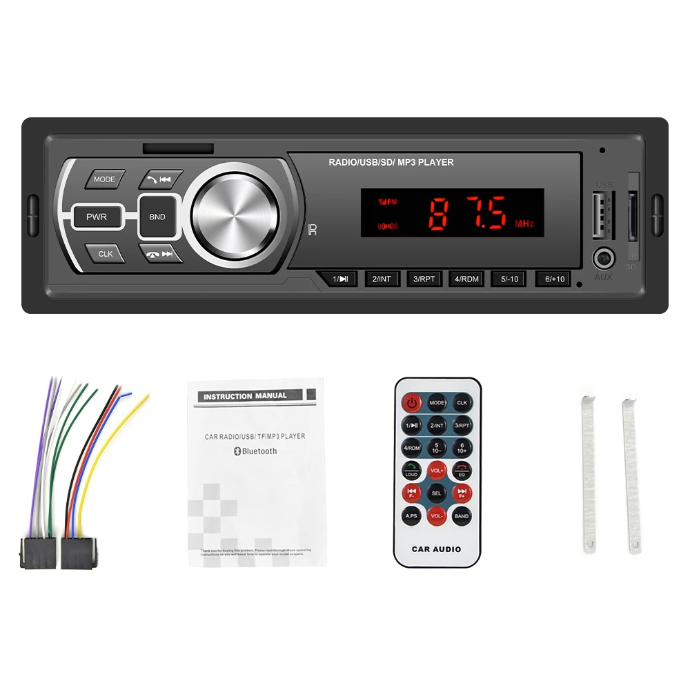 12V In-Dash 1 Din Car MP3 Multimedia Player Bluetooth Autoradio Car Stereo Radio FM Aux SD USB Car Stereo Receiver