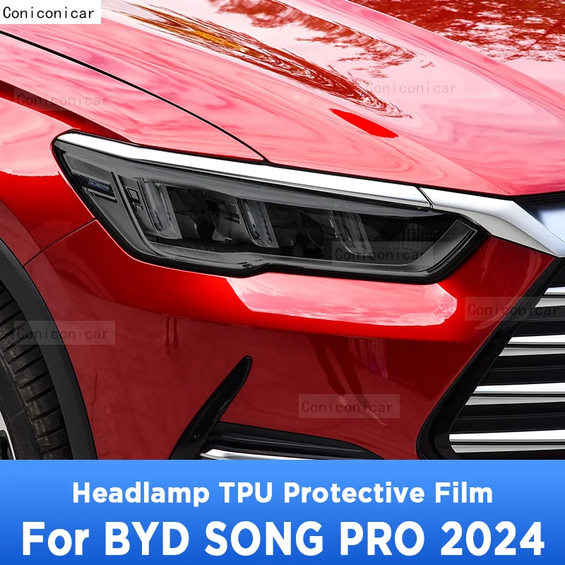 For BYD SONG PRO 2024 TPU Car Exterior Headlights Anti-Scratch Protective Film Cover Headlamps Repair Accessories Sticker