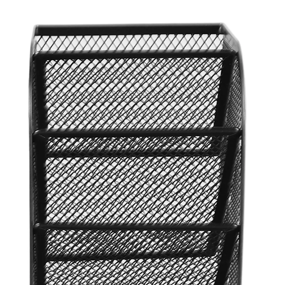 Pencil Holders Metal Desktop Pen Holder Mesh Compartments Multilayer Pen Rack Black Slant Insert Desk Pencil Holder Office Use