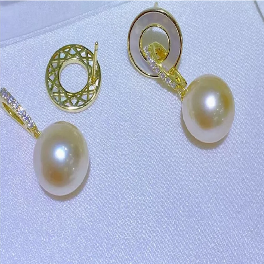 Perfect Round Pearl AAA9-10mm Split Dual Use Pearl Earring Pendant 925s 8-12mm