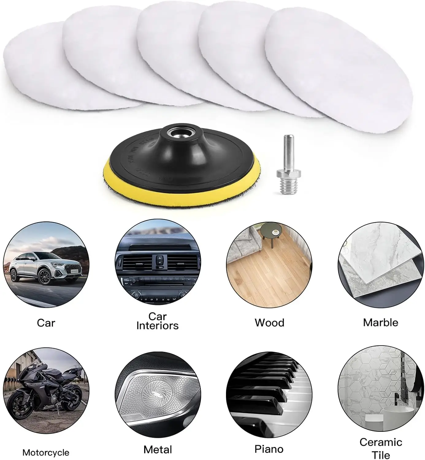 M14 الموضوع 3/4/5/6/7 بوصة ورأى الصوف منصات التلميع مجموعة لسيارة البولندية خدش إصلاح بلاط الزجاج الفولاذ المقاوم للصدأ أدوات تنظيف