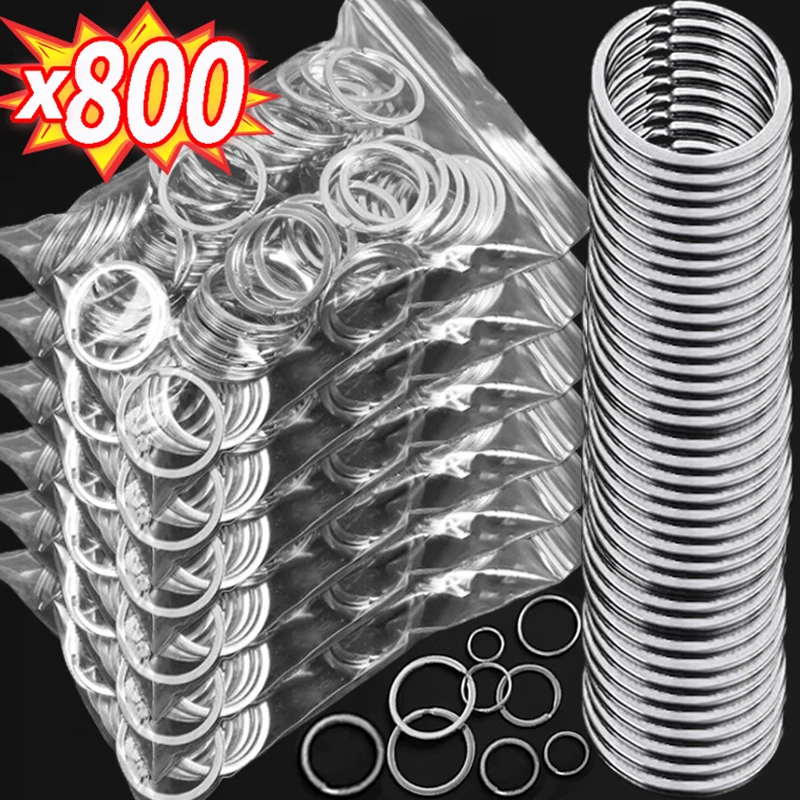 

20/800Pcs Auto Metal Blank Keyring Stainless Steel Anti-rust Key Holder Keychain Pendant Round Split DIY Key Rings Keyfob Buckle