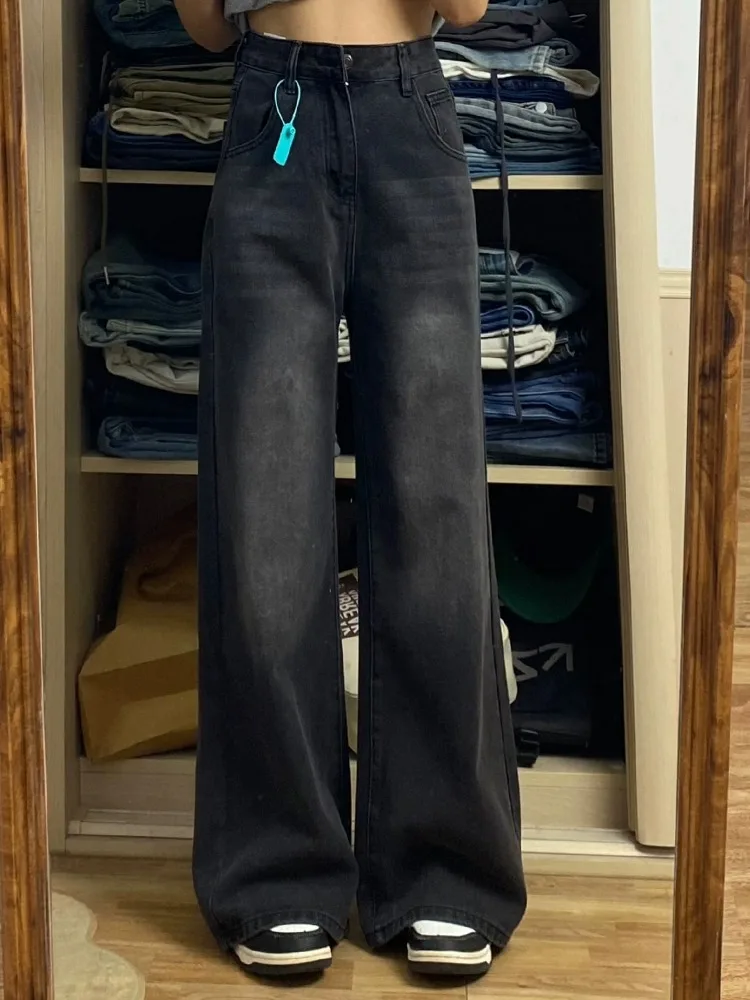 

High Waist Wide Leg Denim Jeans plus Size Women's Spring Summer New Style Slimming Loose Hip Covering Straight Leg Pants