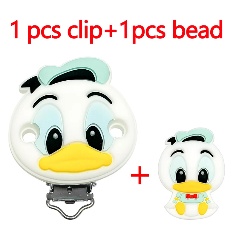 2 Stück/Set Silikon Cartoon Tier Schnullerclip Beißperle DIY Schnullerkette Schmuckzubehör