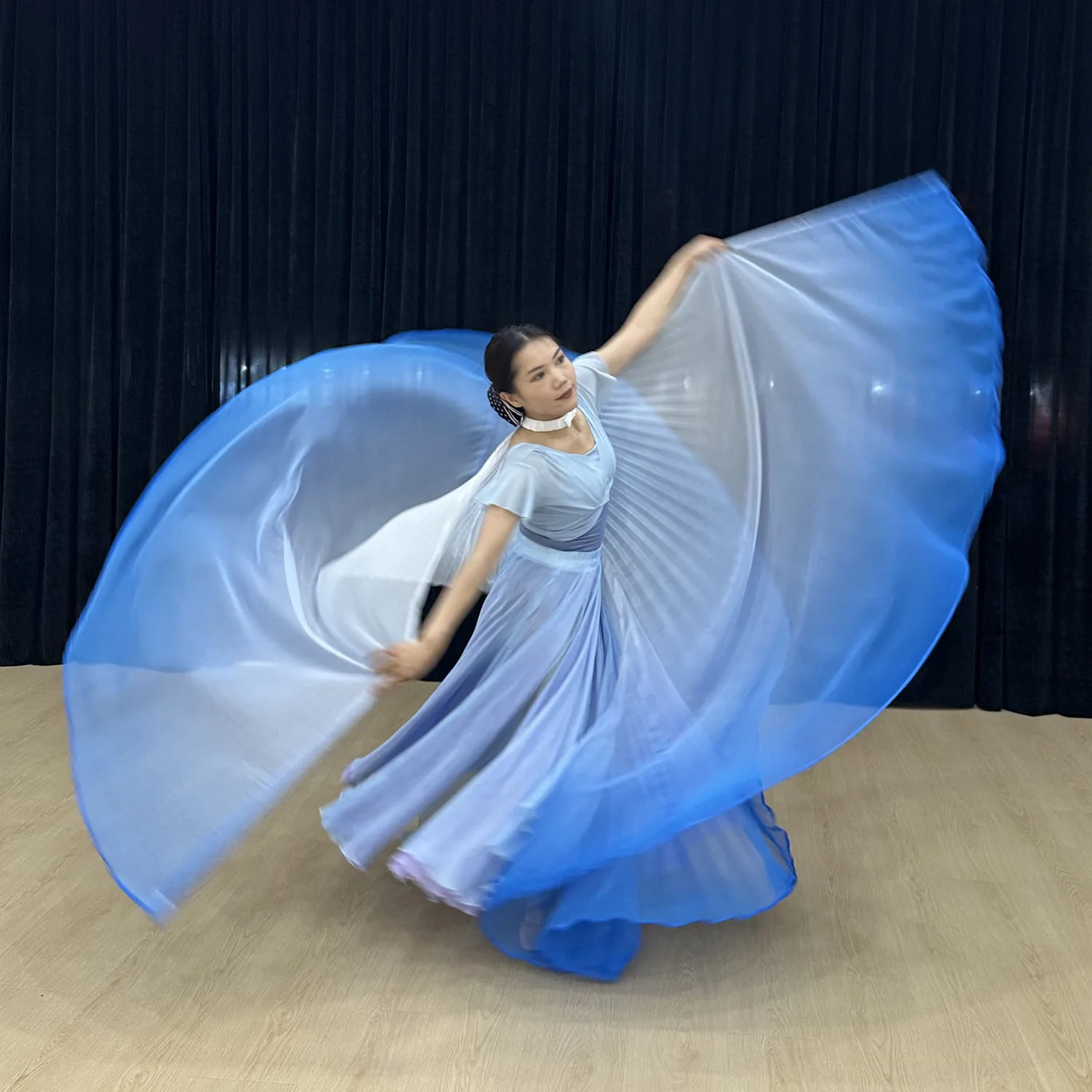 Worship Isis Wings Adults Women Egyptian Professional Belly Dance Costume Gradient Soft Chiffon Cape Fairy Cloak Accessories - view 2