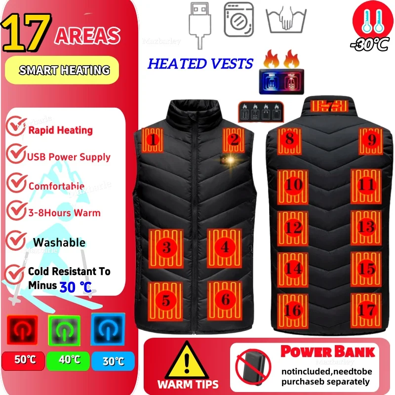 

21-зонный жилет с подогревом, мужской USB-нагреватель, термокуртка, умная одежда с подогревом, новая зимняя одежда с защитой от холода, толстое пальто без рукавов с подкладкой