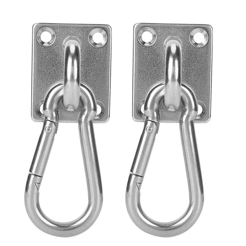 2Pcs Stainless Square Heavy Duty Ceiling Hook Wall Mounted Hook For Yoga Swings Hammocks Bracket Hardware Tool