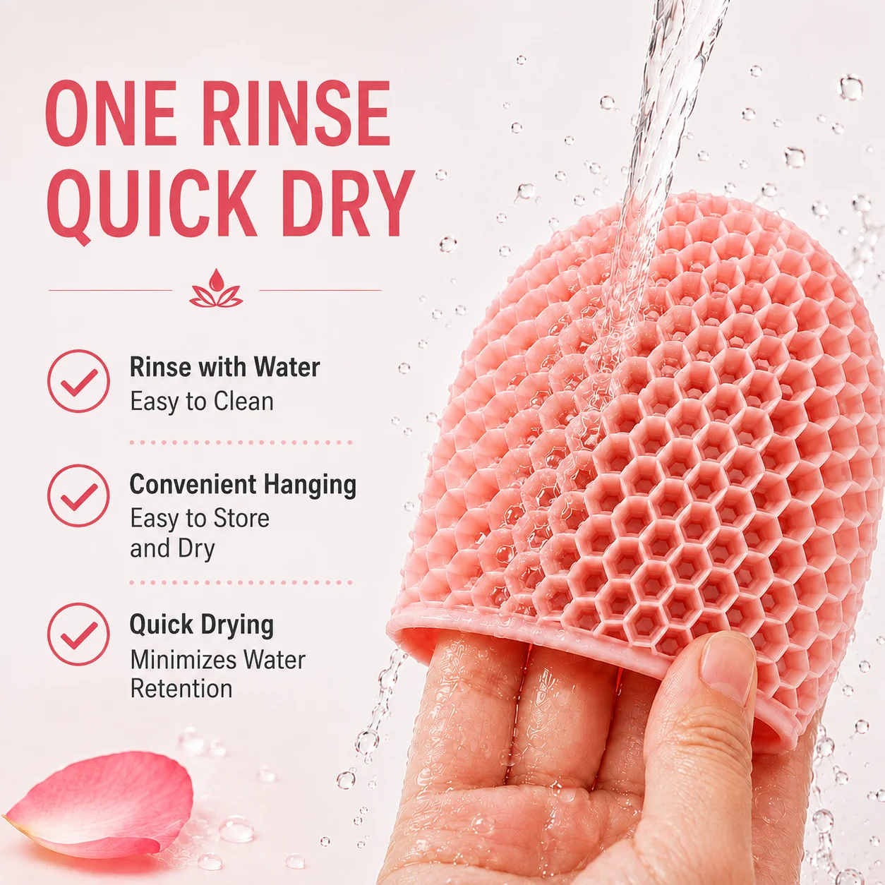 Honeycomb Exfoliating Shower Finger Caps, available in multiple colors, cleanses the skin and is safe, breathable and odorless