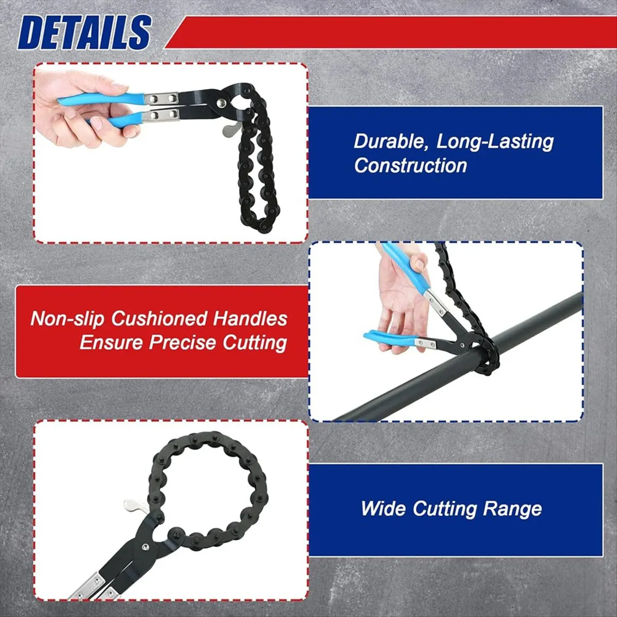 Top Sale Universal Exhaust Pipe Cutter Tool for 3/4 in to 3-1/4 in Pipes Chain Muffler Cutter - Perfect for on & Off Vehicle Use
