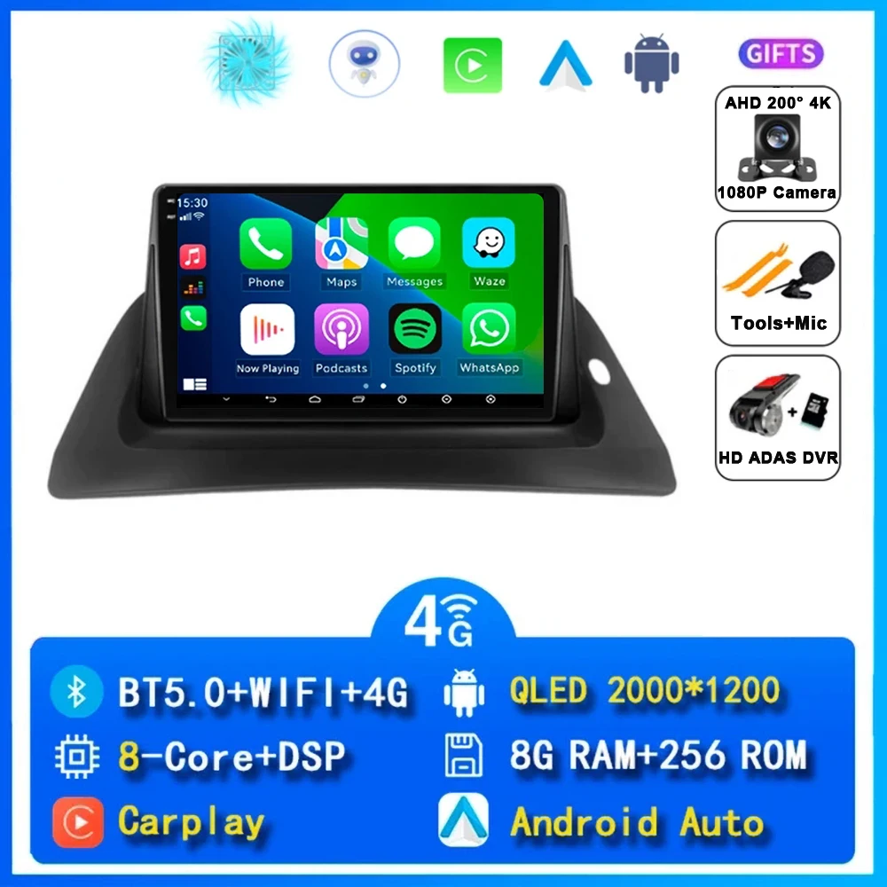 Voor Renault Kangoo 2008-2018 2 Din Android 15 Autoradio Multimedia Speler Carplay Autoradio Stereo GPS IPS 2K QLED 4G Head Unit