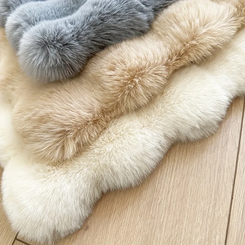 Luxurious Soft Faux Rabbit Fur Chair Pads, Machine Made Polyester High Pil, Dry Clean Easy Clean, Lightweight, Non-Slip