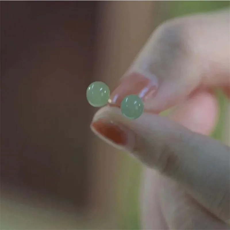 Senlissi- Retro Palace 6–12 mm natürliche Hotan-Jade-Ohrringe, 925er Sterlingsilber, Ohrstecker, 18 Karat Ohrringe für Damen, Schmuck, Geschenke – Detail 7