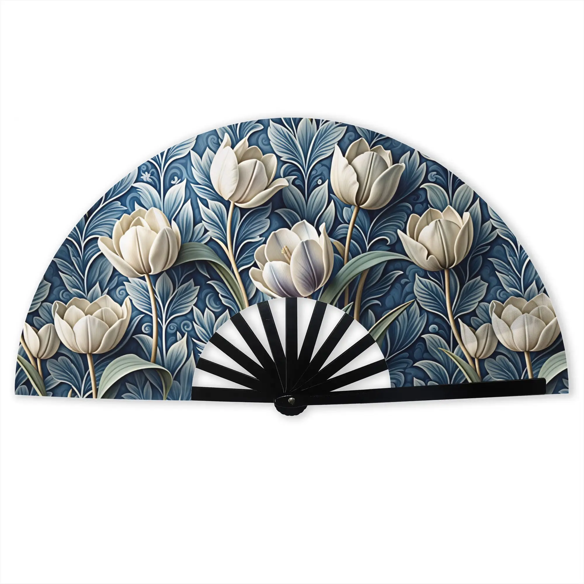 Fashion Trend 3D Flowers Stylish Hand Fan Women Luxury High 3D Floral Printed Polyester Fan Vintage For Sports Events Gift