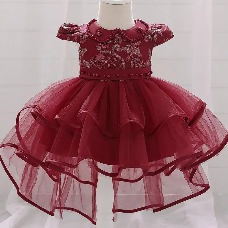 Baby Girls Evening Party Princess Dress Infant Trailing Baptism 1st Year Birthday Wedding Gown Ceremony Costume Newborns Clothes