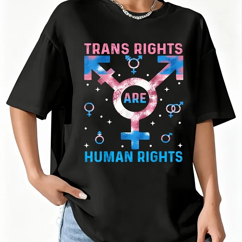 Trans Rights Are Human Rights Shirt  Lgbtq Pride t Shirt Women's 100% Cotton T-Shirt Fun Print Short Sleeve Top Casual Round Neck Tee S-5Xl