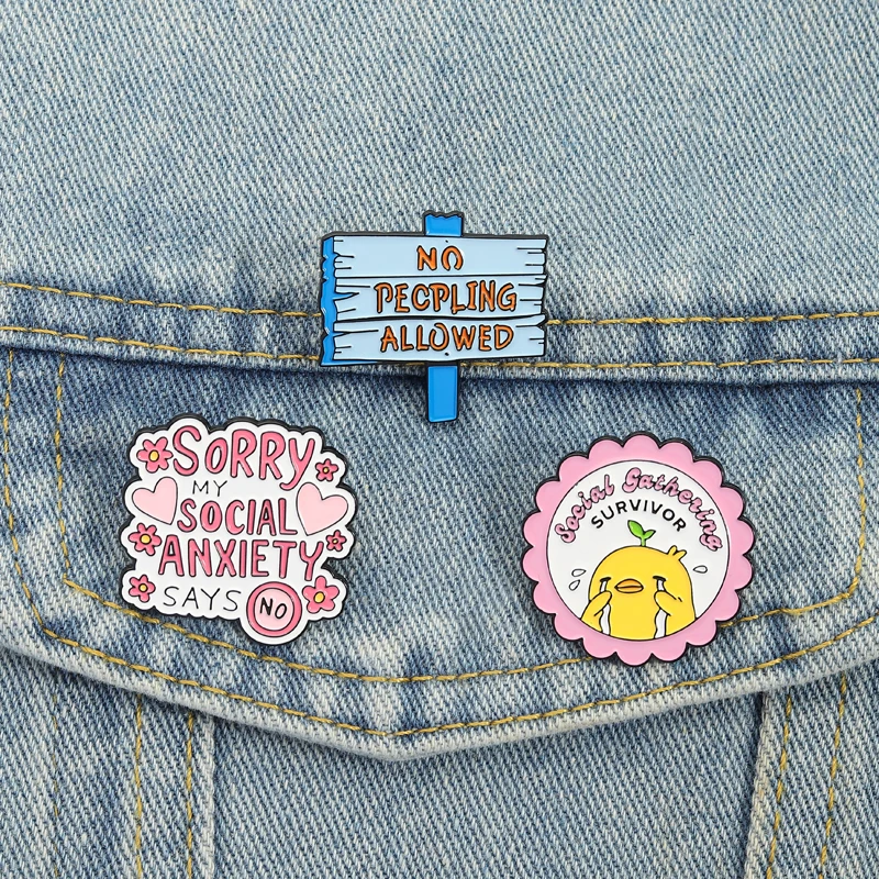 Social Anxiety Pin Cute Humor Style Sorry My Social Anxiety Says No Sign For Introverts Backpack Clothing Gift