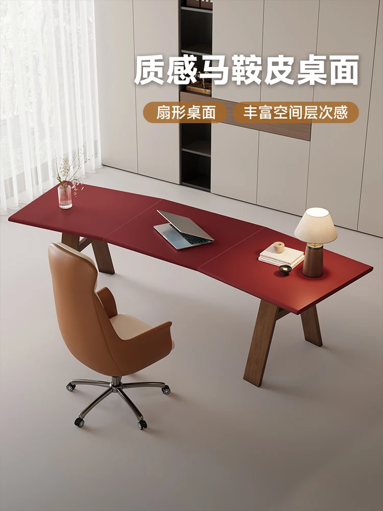Solid wood desk boss desk study computer curved office workbench