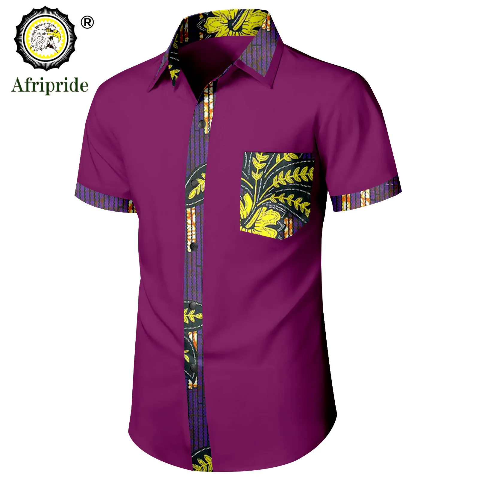 Bazin Riche African Shirts for Men Short Sleeve Casual Blouse Dashiki Tops Ankara Attire Slim Fit Traditional Clothes A2212002