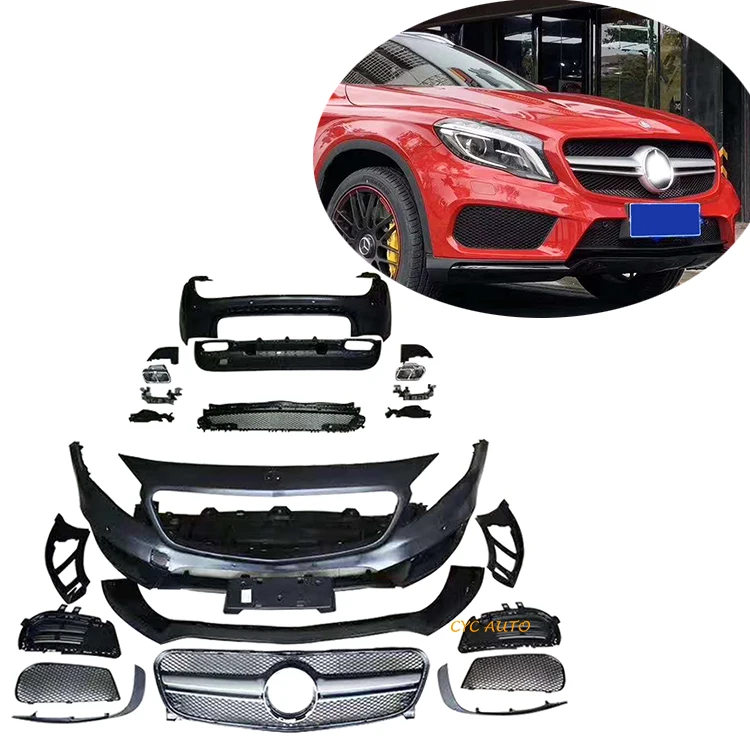 

tuning bumper for Mercedes Benz GLA X156 GLA45 class bodykit with grille 2015 2019