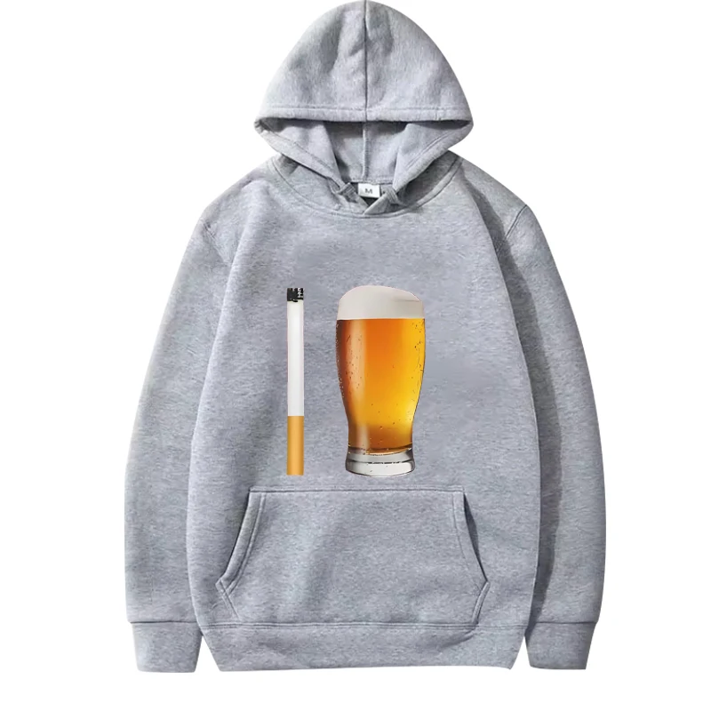 

Funny Meme Cigarette and Beer Humor hoodie men women cool vintage Long sleeve streetwear print Graphics oversized hoodie unisex