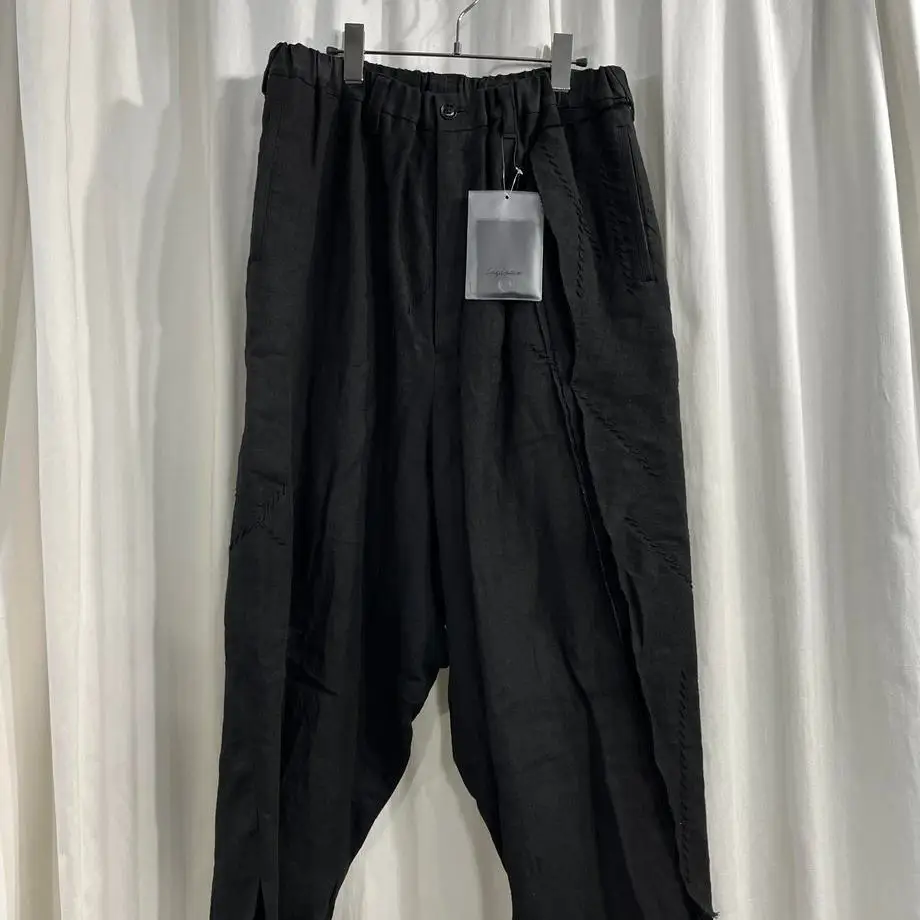 TOP-YAMAMOTO ® Japanese Retro Style Black Elastic Waist Casual Pants for Men Loose Radish Pants