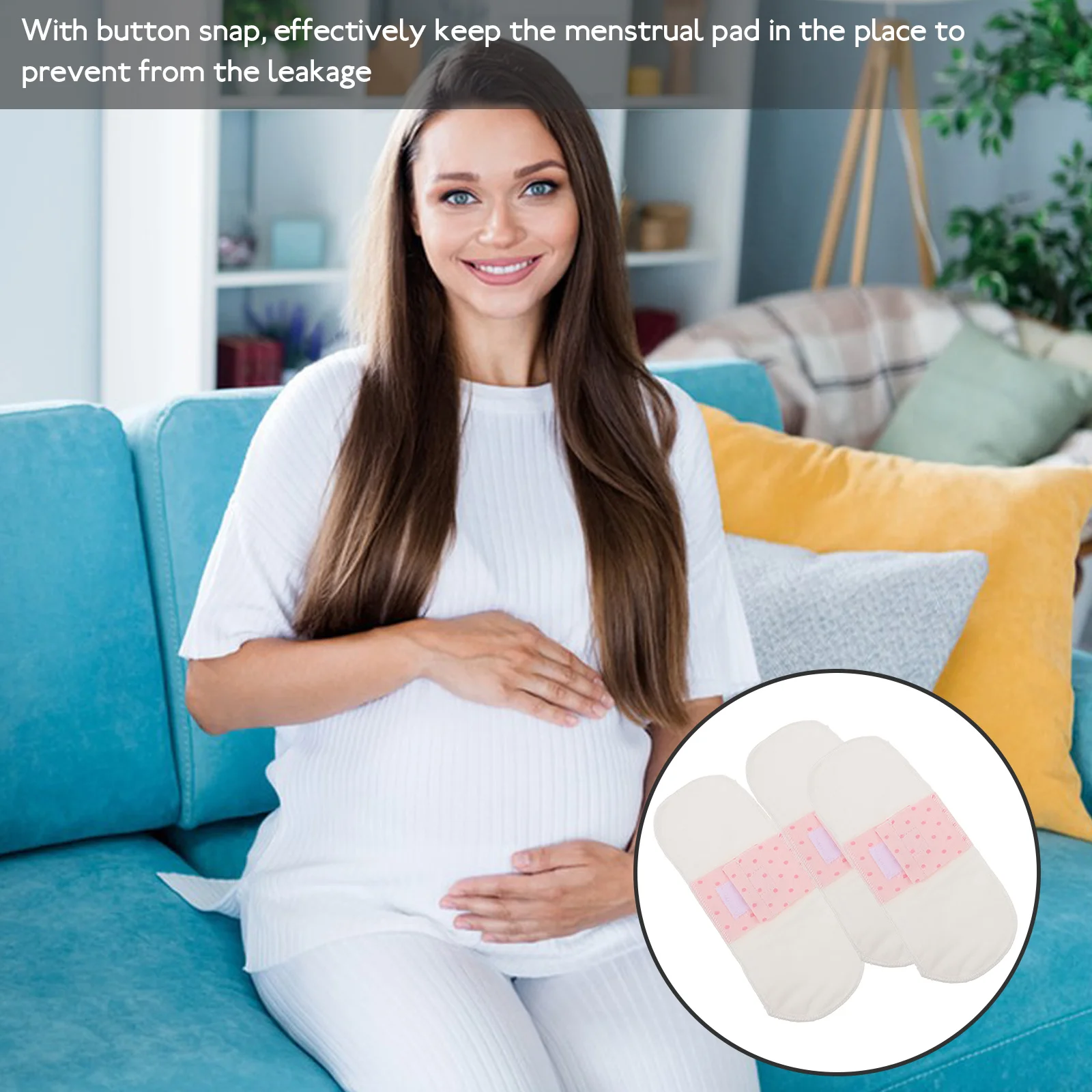 

3Pcs Breathable Reusable Cotton Sanitary Pads Washable Comfortable Skin-Friendly Menstrual Pads for Women Overnight Use