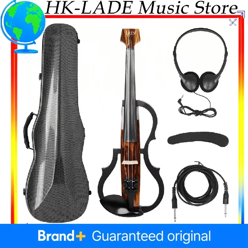 

4/4 электрическая скрипка из углеродного волокна безголовая скрипка профессиональная электрическая скрипка с бантом чехол для переноски кабель для наушников подставка для плеч