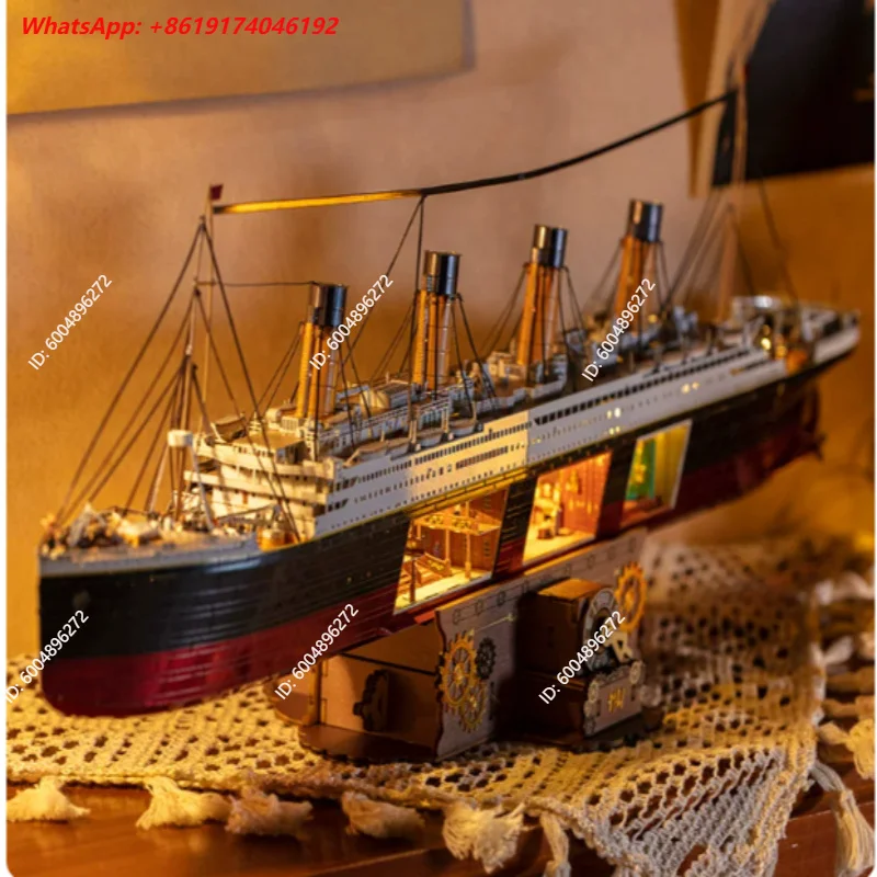 Modelo de Barco de Crucero MU Titan, Rompecabezas 3D de Metal, Juguete de Rompecabezas DIY, Decoración de Escritorio de Oficina, Regalo Antiestrés para Novia