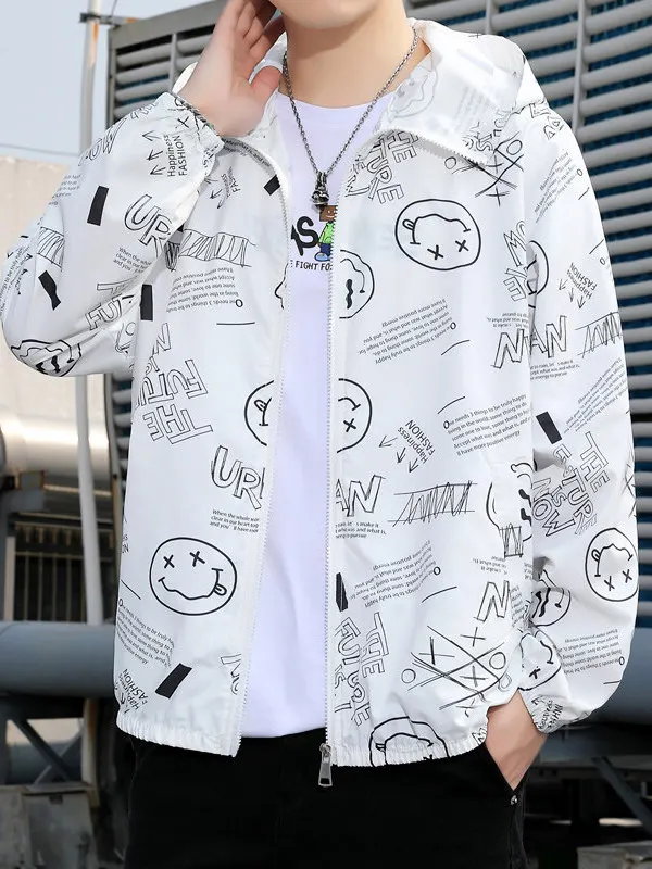 

Новая летняя мужская одежда из ледяного шелка с тонким принтом и капюшоном Fiing Jaet, ультра легкая роскошная верхняя одежда из полиэфирного волокна, длинная молния све