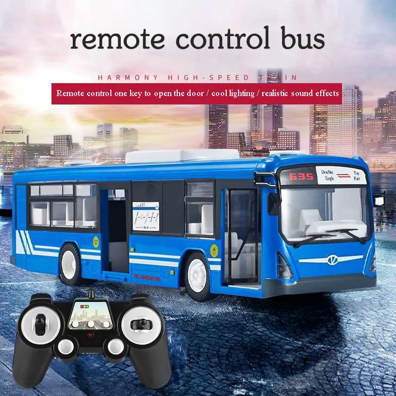 

2.4G Large Remote Control Bus Toy Can Open The Door Sound And Light Electric RC Car Model Boy Children's Educational Gift