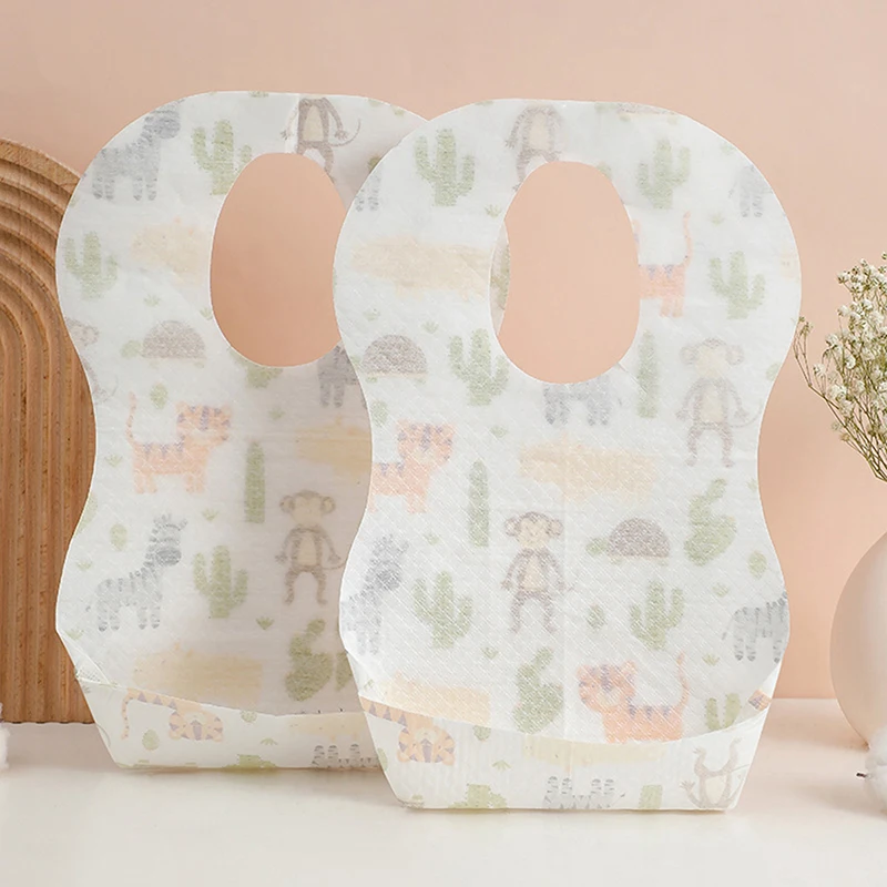 10PCS Baby Disposable Bibs Non-Woven Fabric Toddler Kids Feeding Saliva Apron Paper Bibs Sterile Convenient Towel