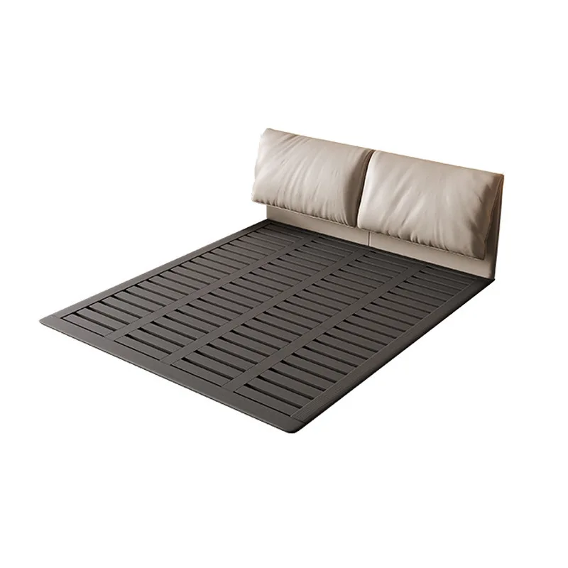 Suspension leather ash wood row skeleton soft bag solid wood master bedroom double bed