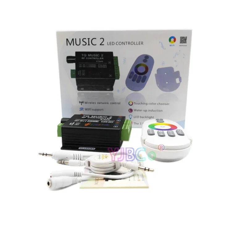 

TQ Music 2 RGB LED Strip tape Controller RF Remote Music Audio control 12V 24V DC 18A 3 Channel RGB Light bar Dimmer switch