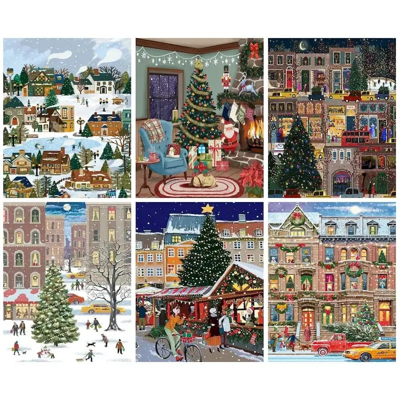 

GATYZTORY Painting By Numbers Christmas Street Christmas Decoration 2023 Diy Christmas Gift For Adults Kids Handpainted Artwork