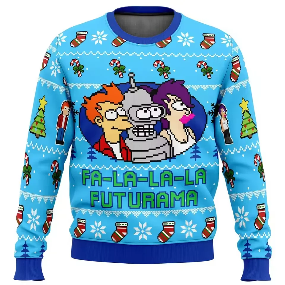 Suéter feo Carnaval navideño, Frye, Bande, personajes de dibujos animados de Lila, medias navideñas estampadas, sudadera con capucha decorada con bastón de caramelo