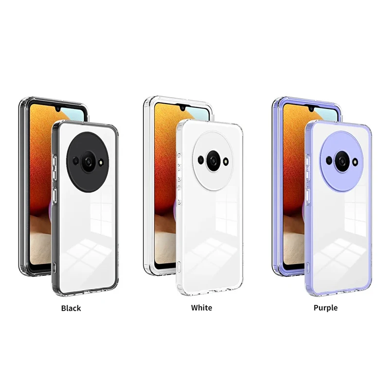 Skinlee For Redmi A3 Case Transparent Colorful Border PC Hard Clear Shell For Xiaomi Redmi A3 Back Shell