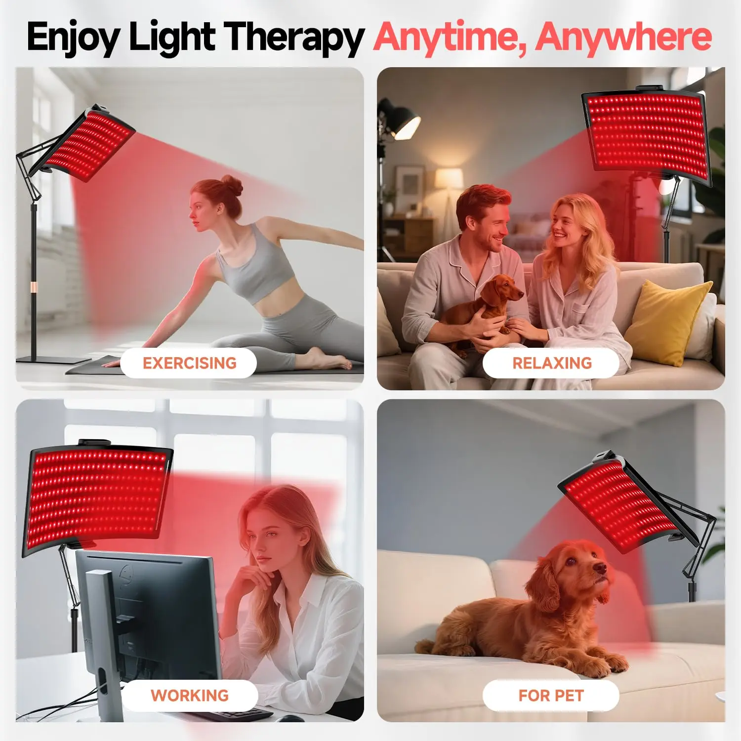 赤外線ライトセラピーパネル（スタンドとベルト付き）、660nm赤色光と850nm近赤外線LED赤色光療法デバイス（家庭用）