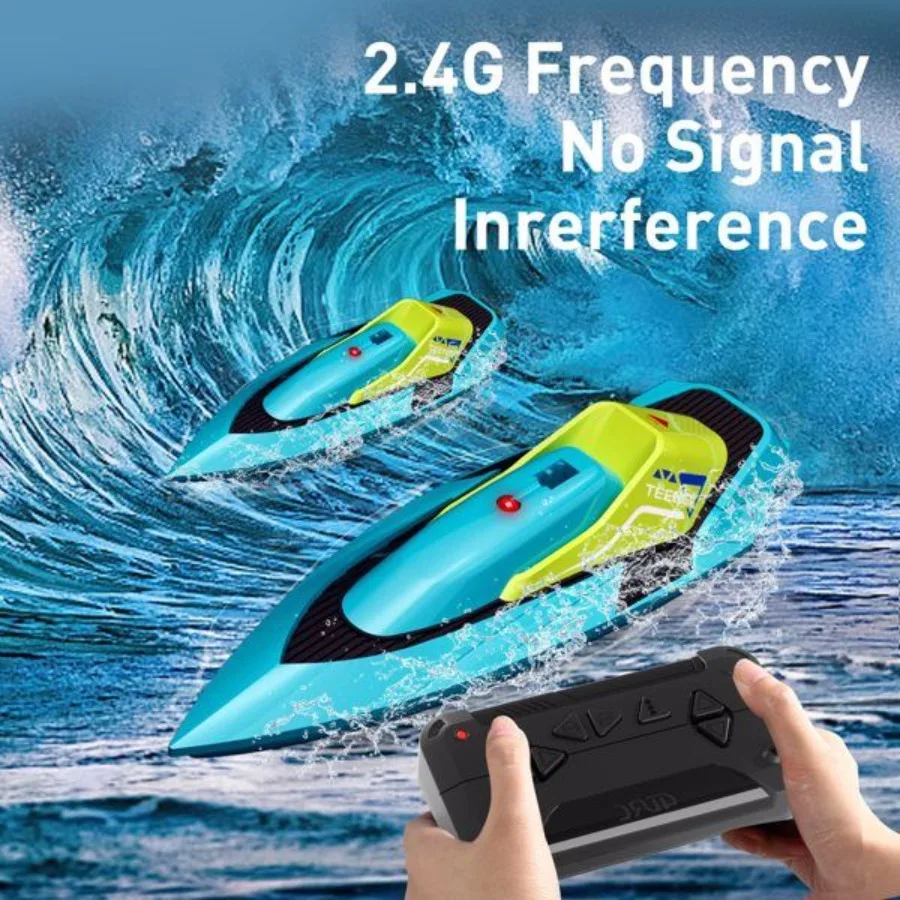 Barco de controle remoto azul 4DRC S5 para piscinas e lagos 2,4 GHz 20 + MPH barco de corrida bateria recarregável alarme de bateria fraca