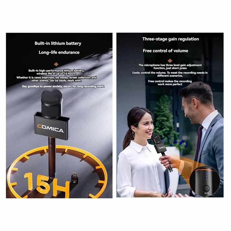 A47Z Comica Revo S Wireless Microphone 48Khz/24Bit Cardioid Polar Pattern, Denoise For Smartphone Interviews And Outdoor Use