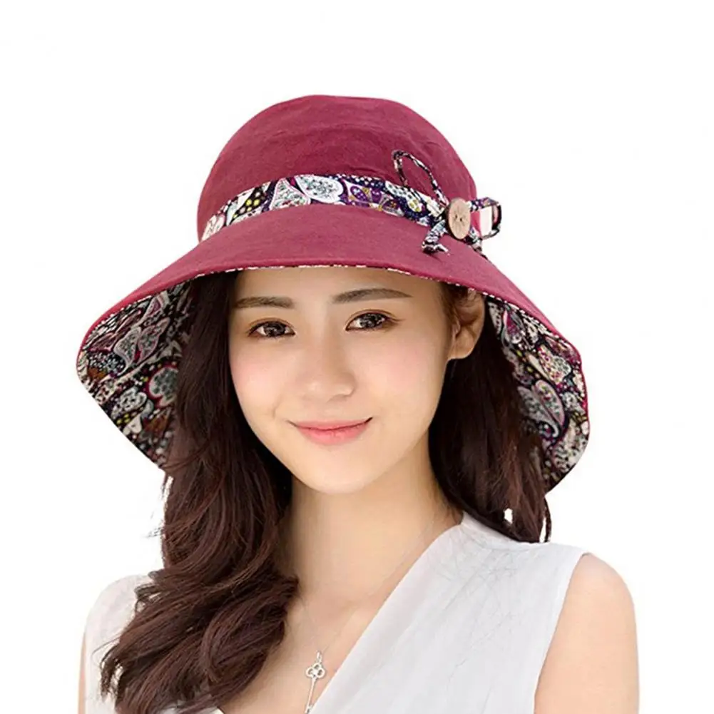 

Summer Sun Hat Wide Brim UPF 50+ Women Anti UV Hiking Fisherman Cap Fold Double sided Sun hat