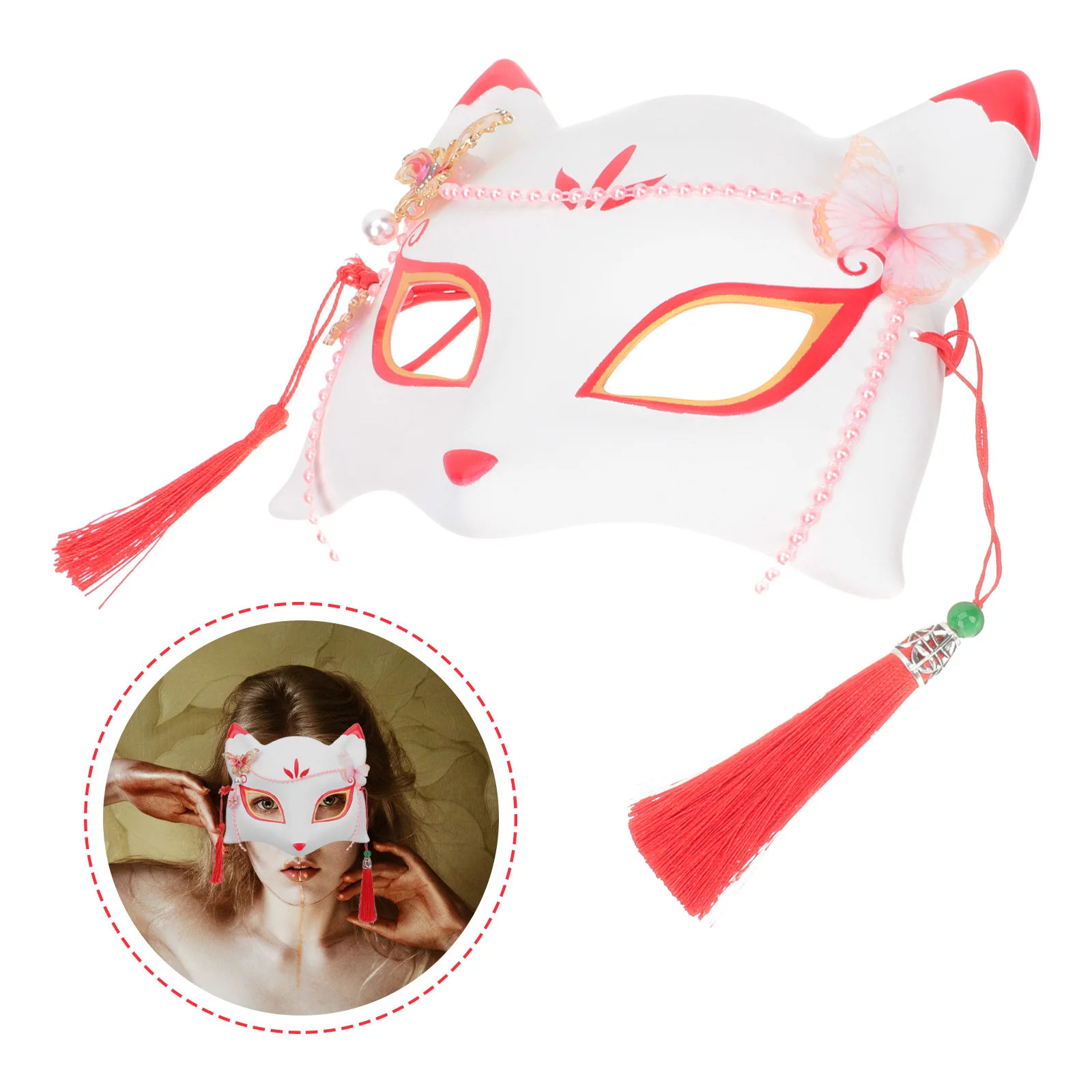 

Decorations Fox Mask Miss Halloween Costumes for Adults Face Plastic Party Cosplay