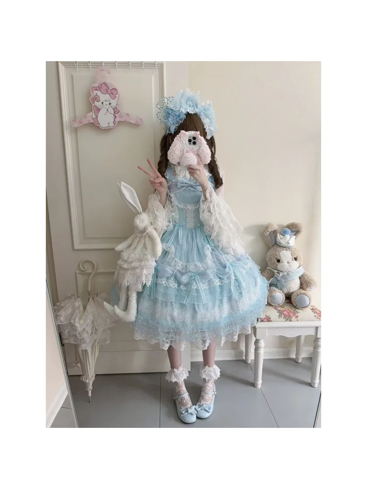 

Платье JSK в стиле Лолита с оригинальным дизайном White Sugar Girl, платье-комбинезон с бретельками, для милых девушек, студенток, принцесс, для чаепитий